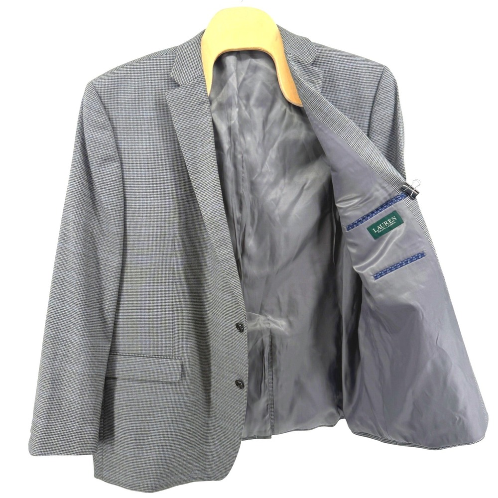 Lauren Ralph Lauren Sport Coat Men 54L Pre-Owned Blazer Grey Houndstooth Stretch